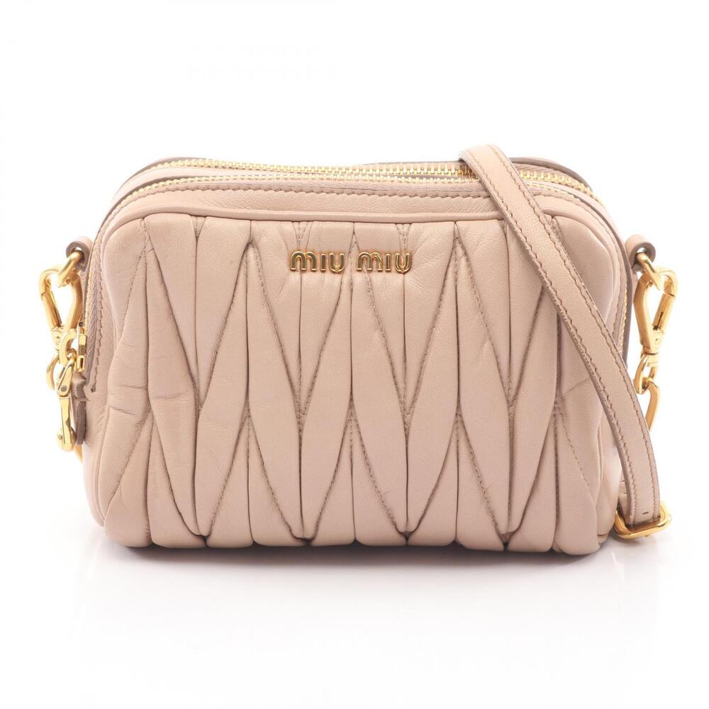 Miu Miu Matelasse Leather Shoulder Bag Tan